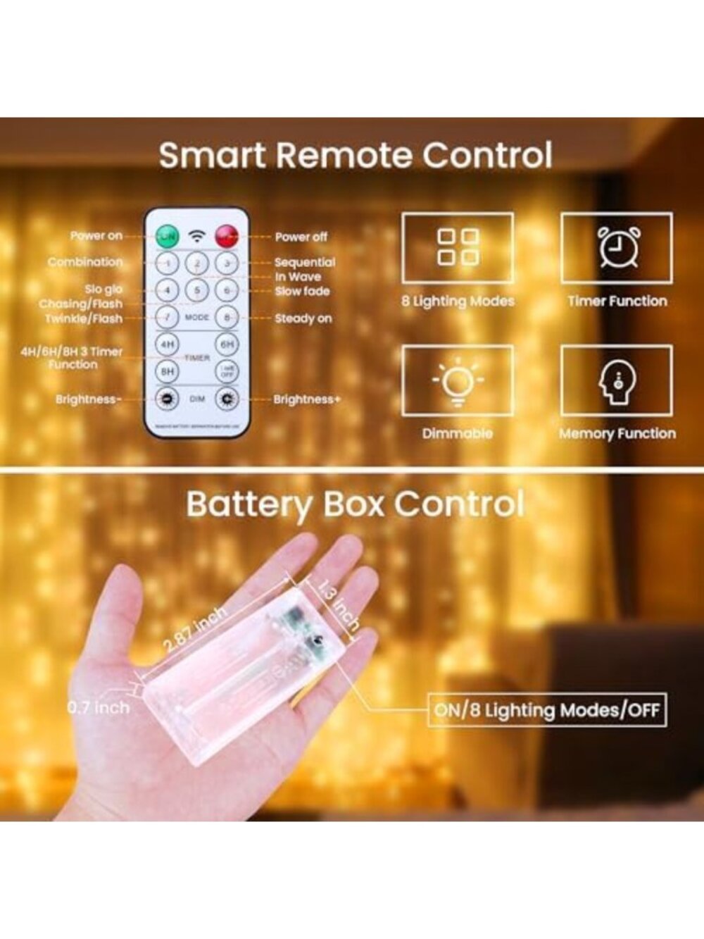 Battery Operated LED Fairy String Lights with Timer & Remote Control - Perfect - Picture 3 of 6